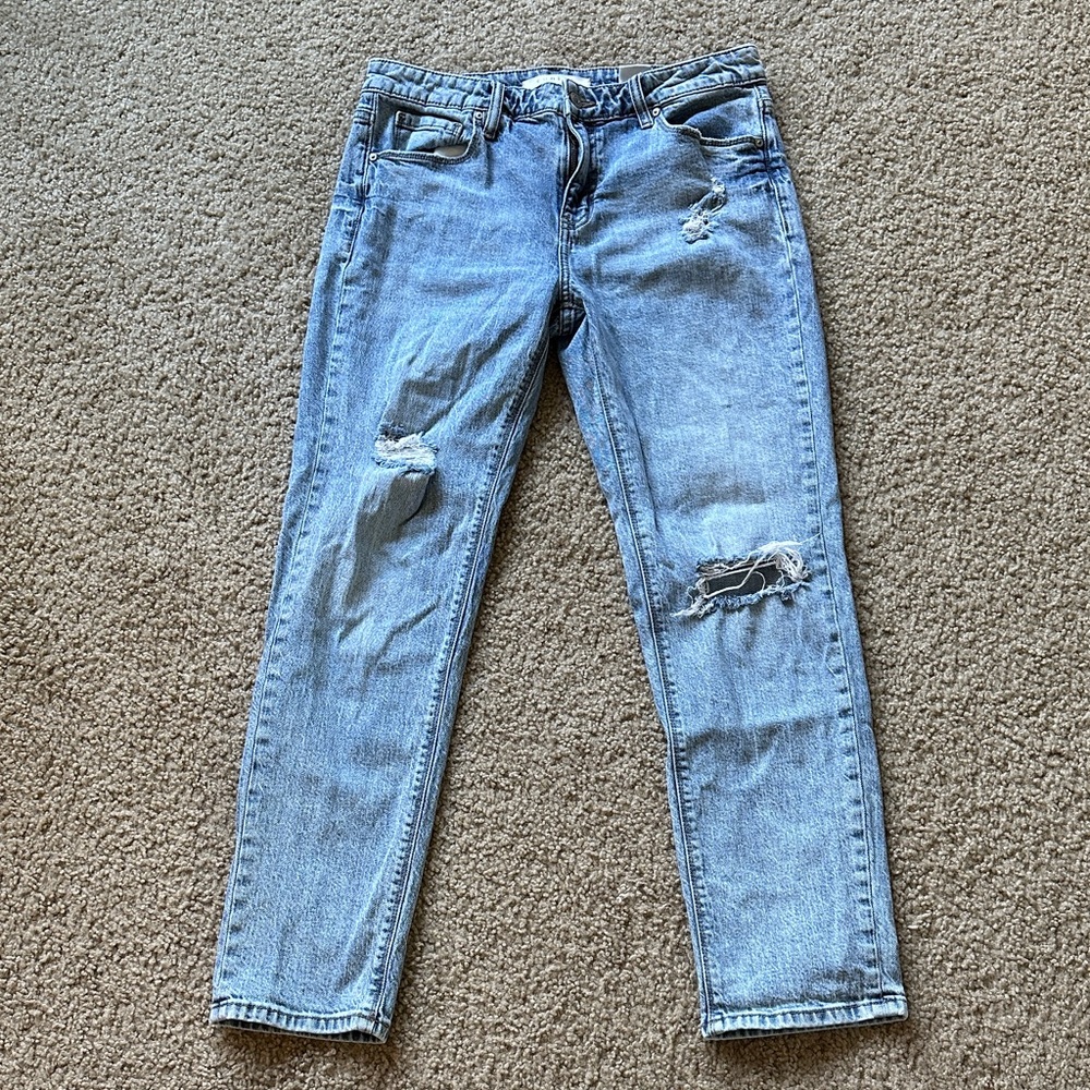 Trendy Light Blue Distressed Skinny Jeans
